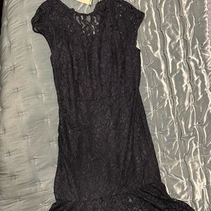 Banana Republic black lace midi dress